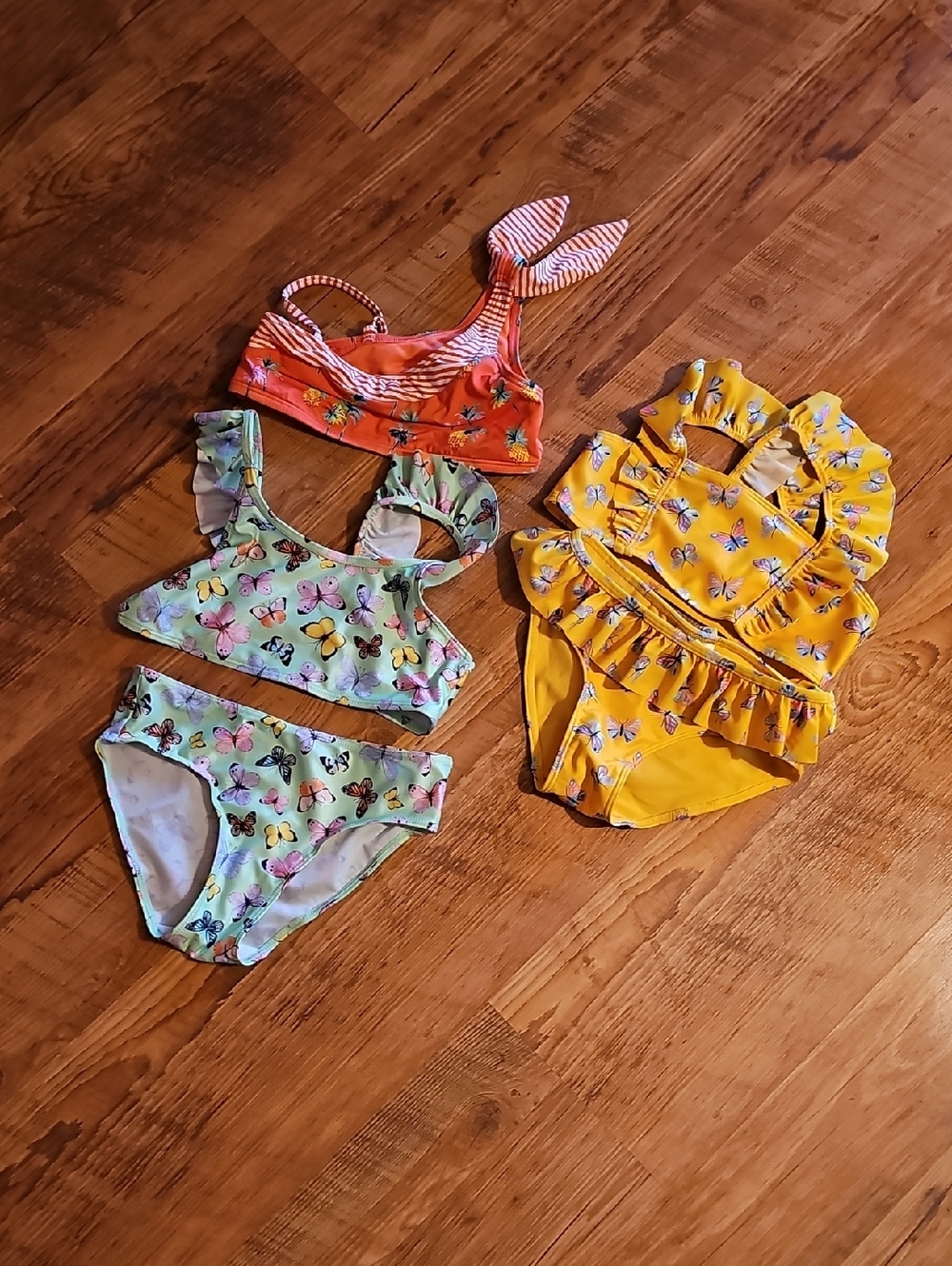 H&M Orange, Yellow, Mint Butterfly Girls' Swim Set Trio